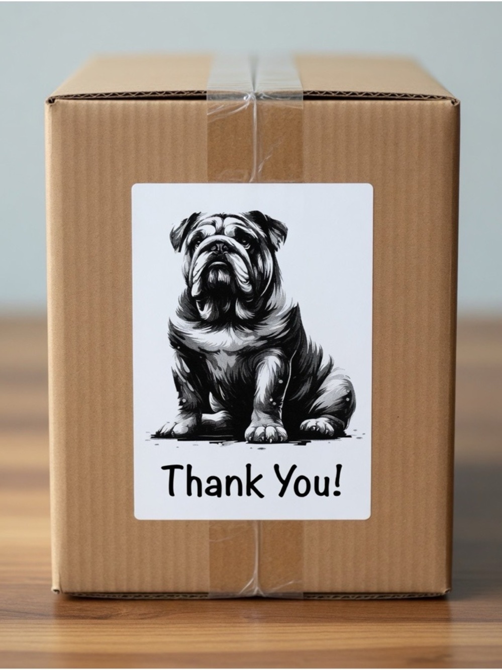 Old English Bulldog Thank You Labels 4”x6”-100ct.